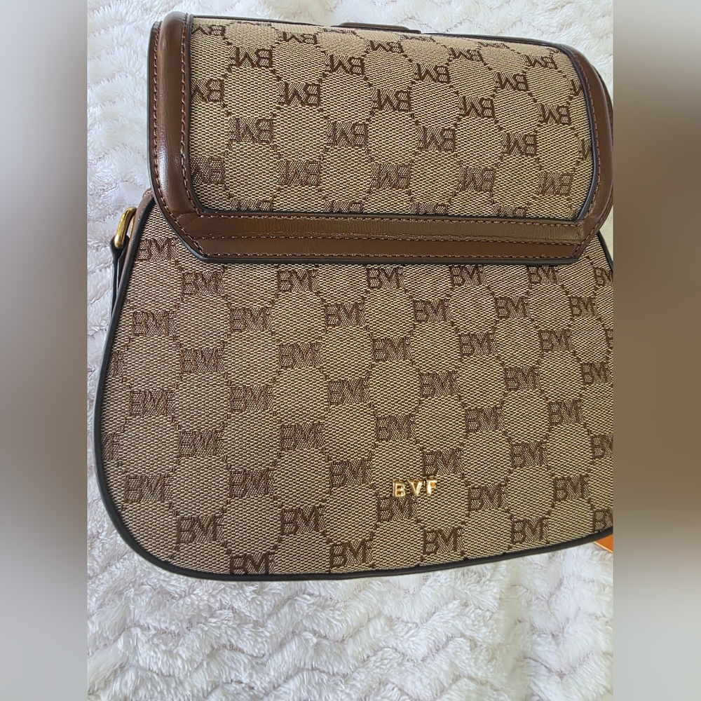 Casual Brown Monogram Crossbody Bag - Picture 6 of 12